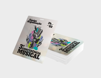 Credencial com Furo Presilha Arte Única PVC 0,3mm branco 11,5x14cm - 4x0 - 25 unid