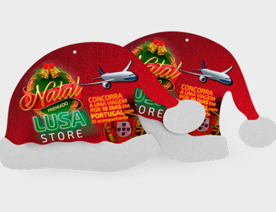 Móbile Gorro de Papai Noel Grande PVC 0,3 mm Verniz Total Frente e Verso 35,6x22 cm - 4x4 - 10 unid